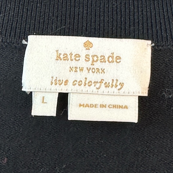 Kate Spade Original Tula Black Black Beaded Embellish Cotton Cardigan Sweater, L - Picture 3 of 8